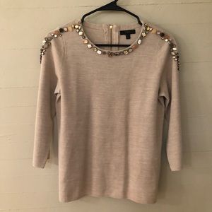 J. Crew Jeweled Merino Wool Blend Sweater SZ S
